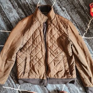 Men's Brown Quilted Bomber Jacket